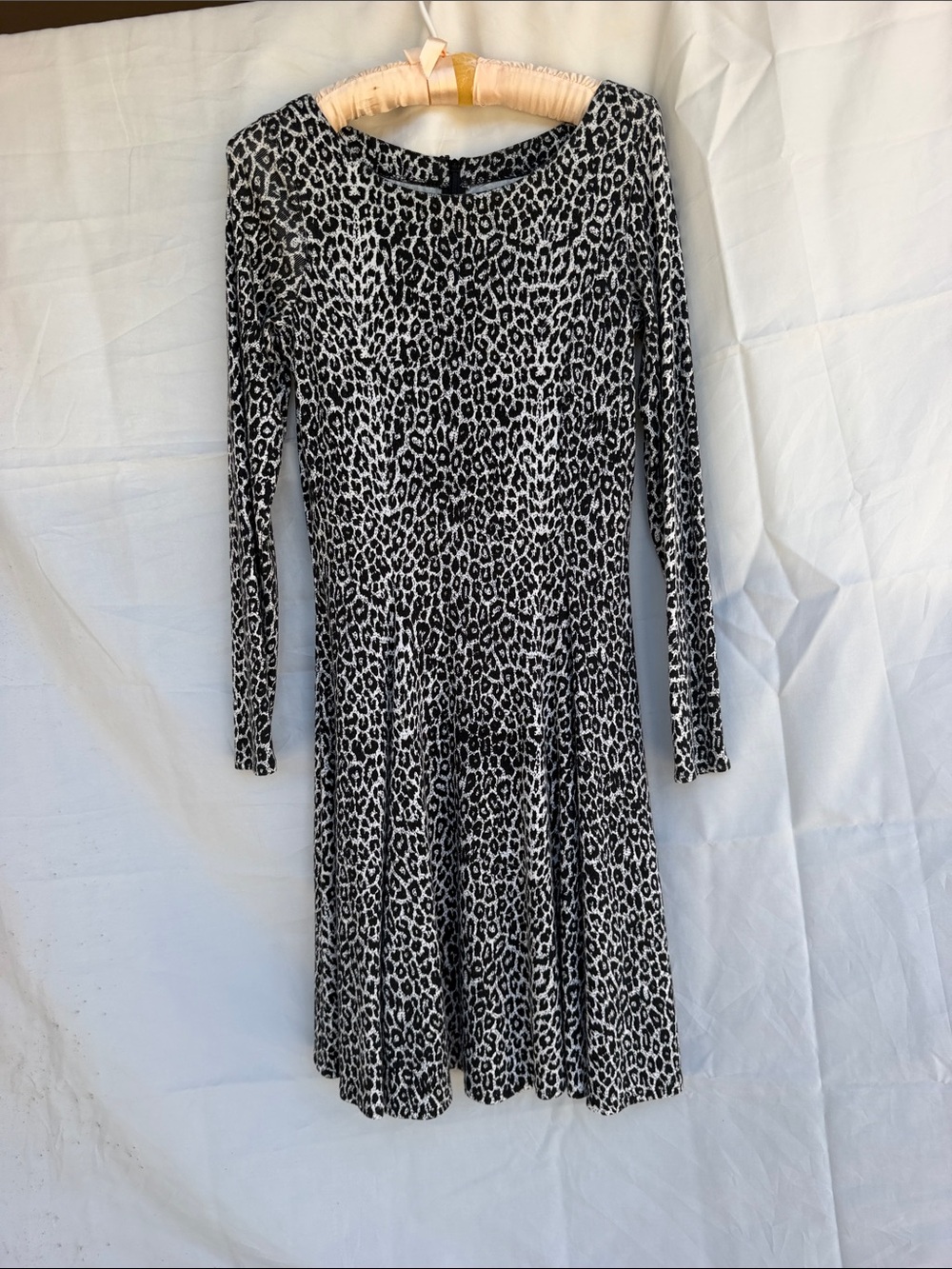 Vintage Vittadini Sport Black & White Leopard Print Fit-and-Flare Dress.